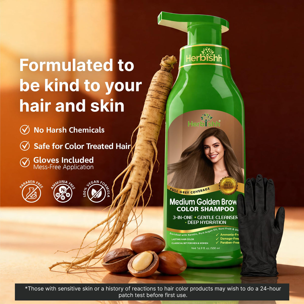 Herbishh Hair Dye Shampoo application on hair