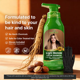 Herbishh Light Blonde Hair Dye Shampoo application on hair
