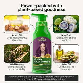 Herbishh Magic Hair Dye Shampoo 500ml back view with ingredients