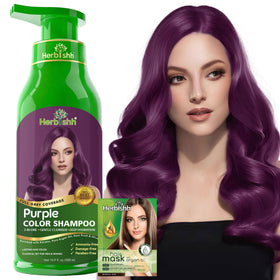 Herbishh Magic Hair Dye Shampoo 500ml purple bottle front view