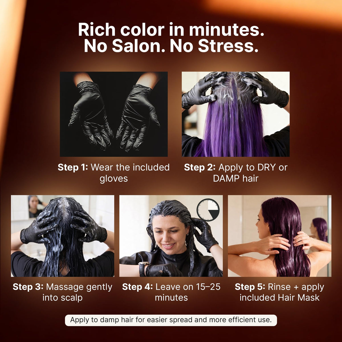 Herbishh Magic Hair Dye Shampoo application on hair