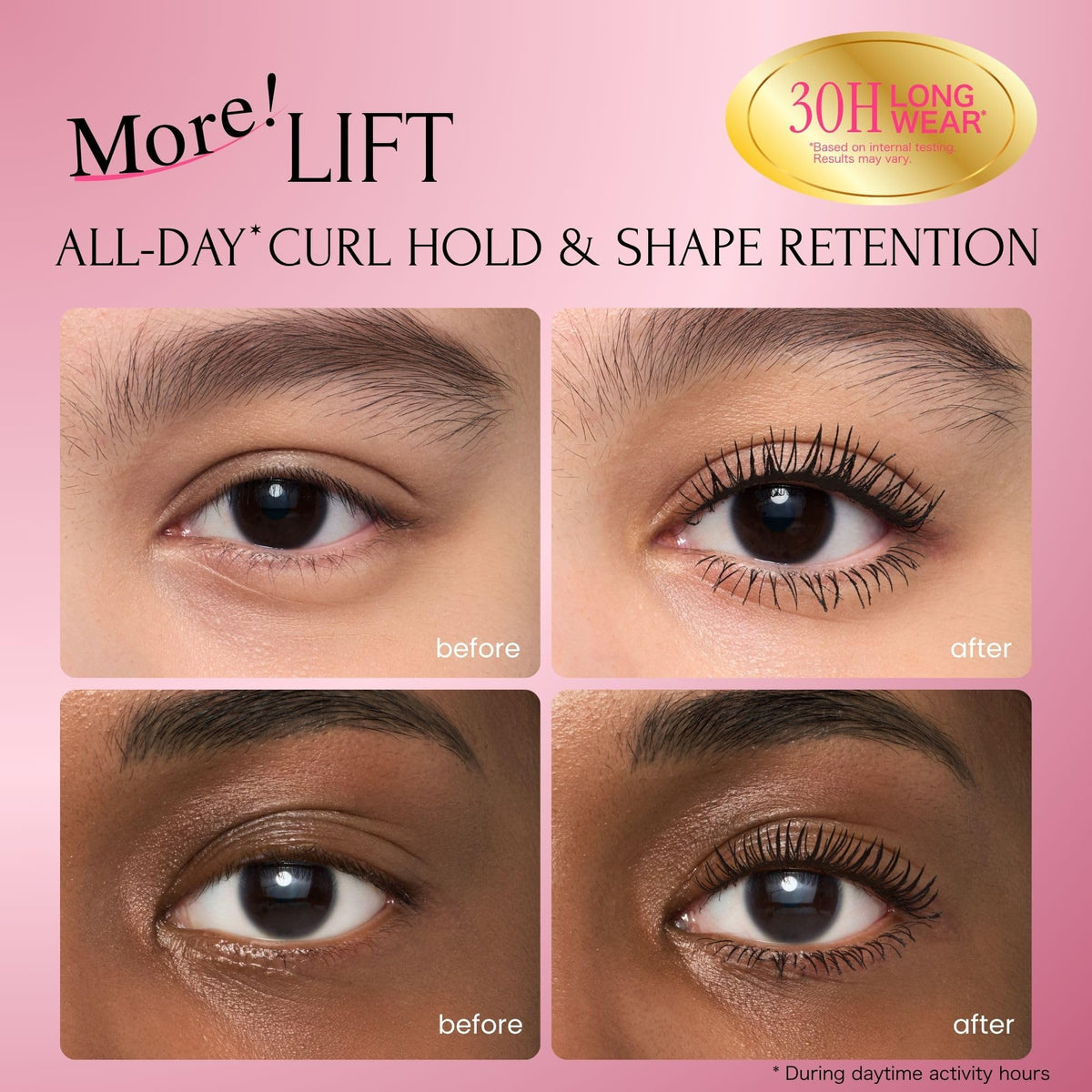 Heroine Make Volume & Curl Mascara application on lashes