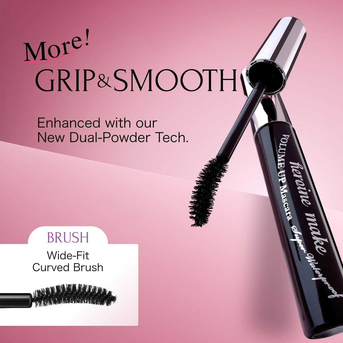 Heroine Make Volume & Curl Mascara packaging with dimensions