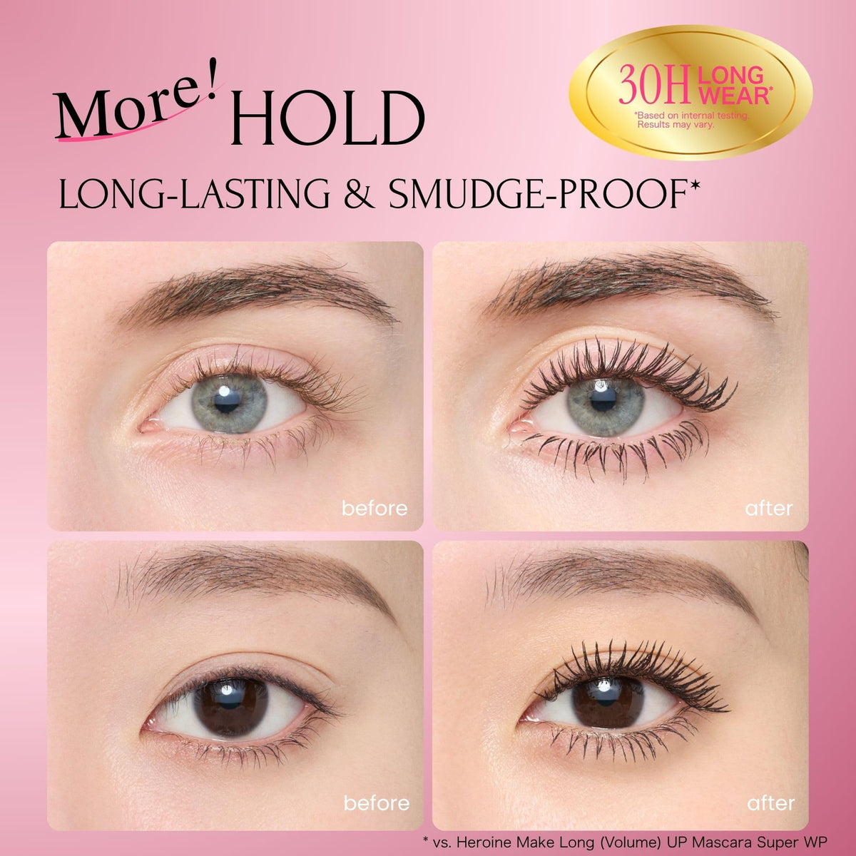 Heroine Make Volume & Curl Mascara side view showing product details