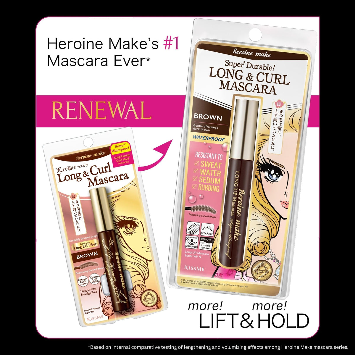 Heroine Make Waterproof Mascara Brown brush close-up