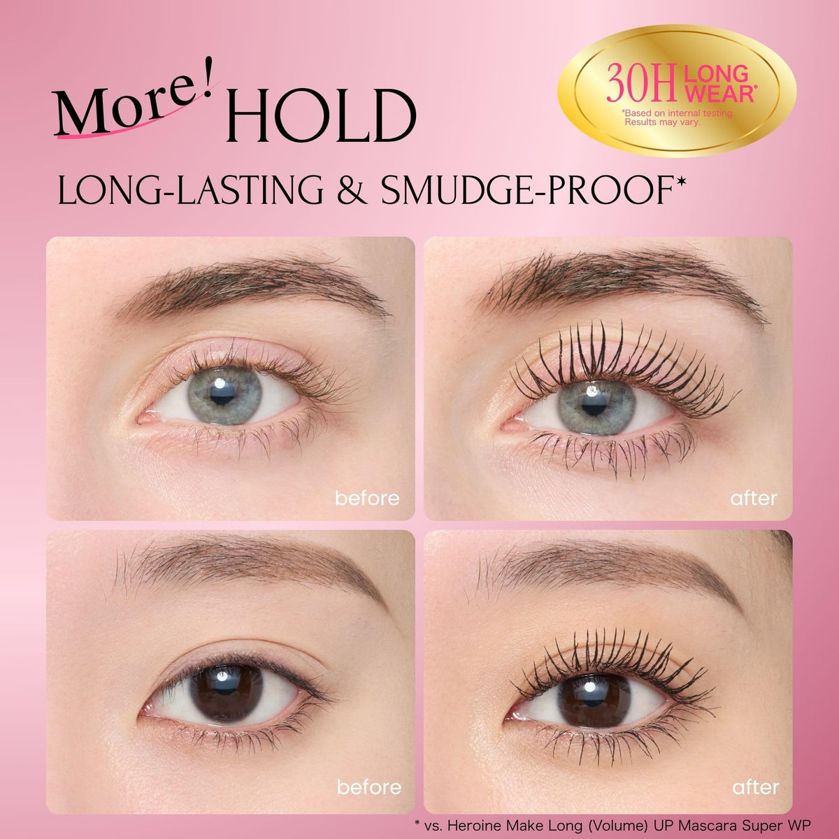 Heroine Make Waterproof Mascara Gray Black applicator close-up