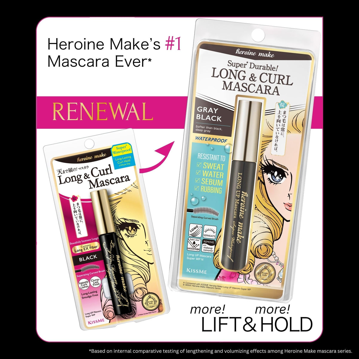 Heroine Make Waterproof Mascara Gray Black side view
