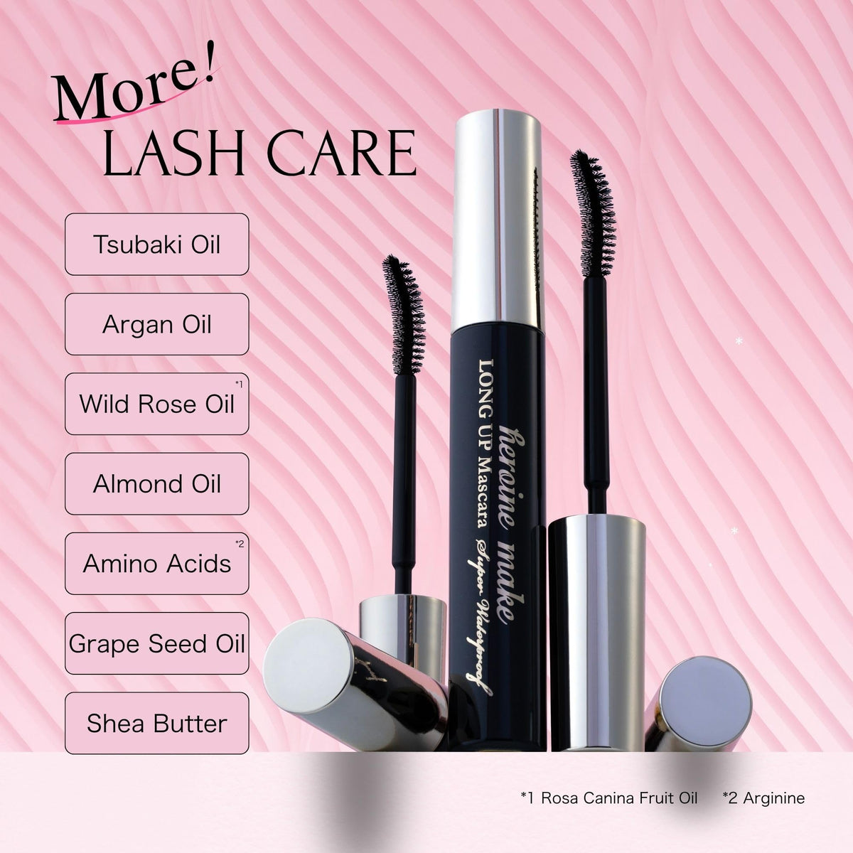 Heroine Make Waterproof Mascara Gray Black with eye makeup