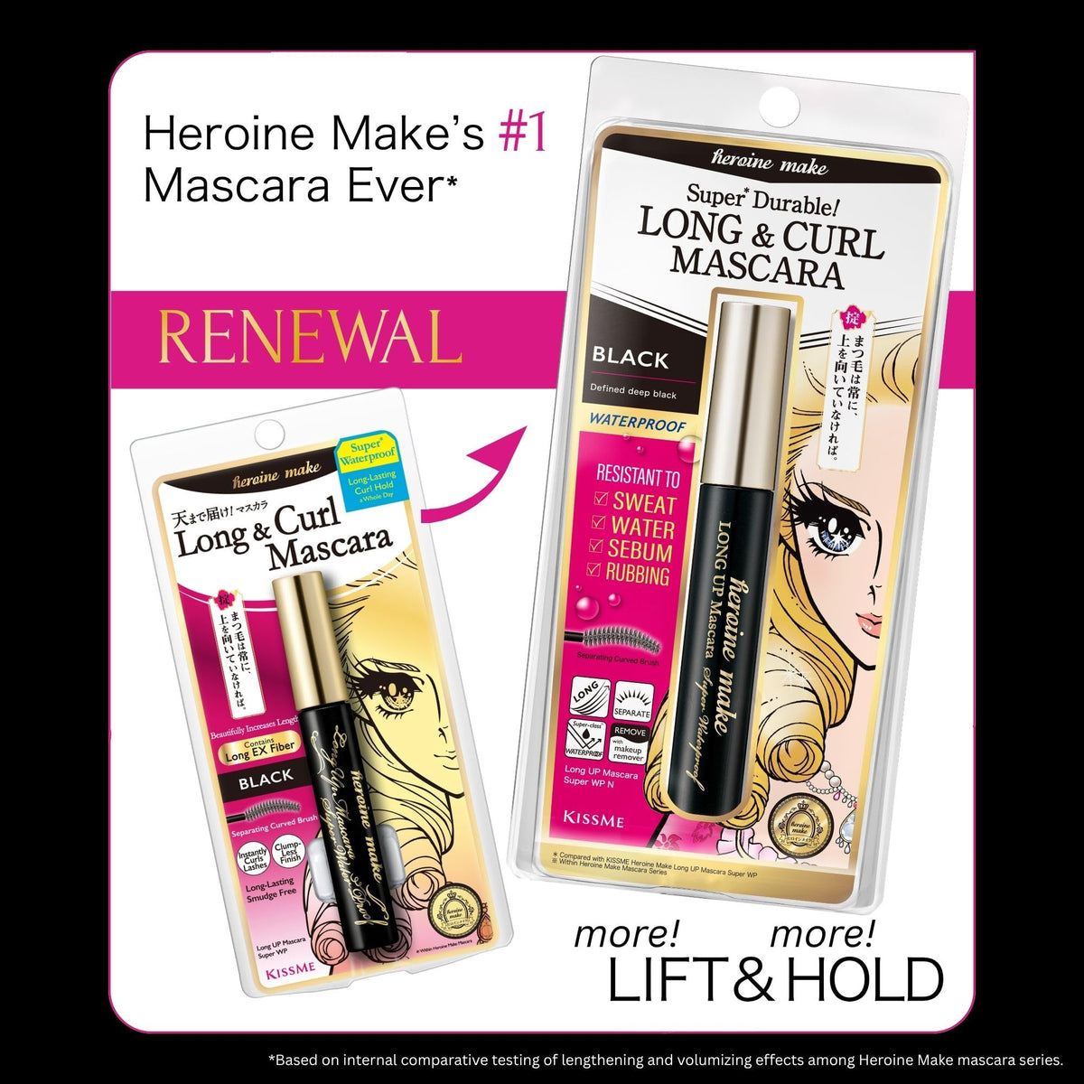 Heroine Make Waterproof Mascara New Black side view