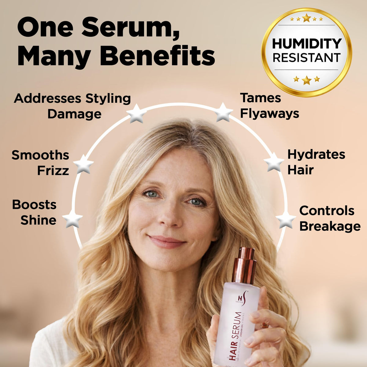 HerStyler Argan Oil Hair Serum lifestyle scene on vanity