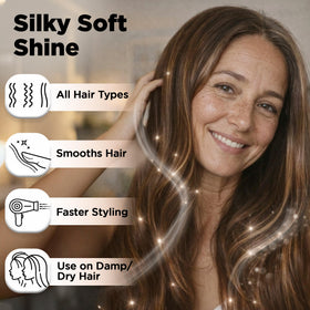 HerStyler Argan Oil Hair Serum with styling tools