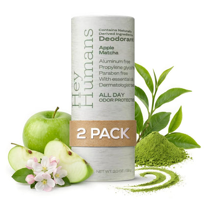 HEY HUMANS Deodorant Apple Matcha front view packaging