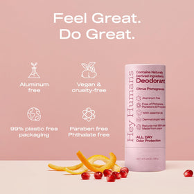 HEY HUMANS Deodorant Citrus Pomegranate packaging