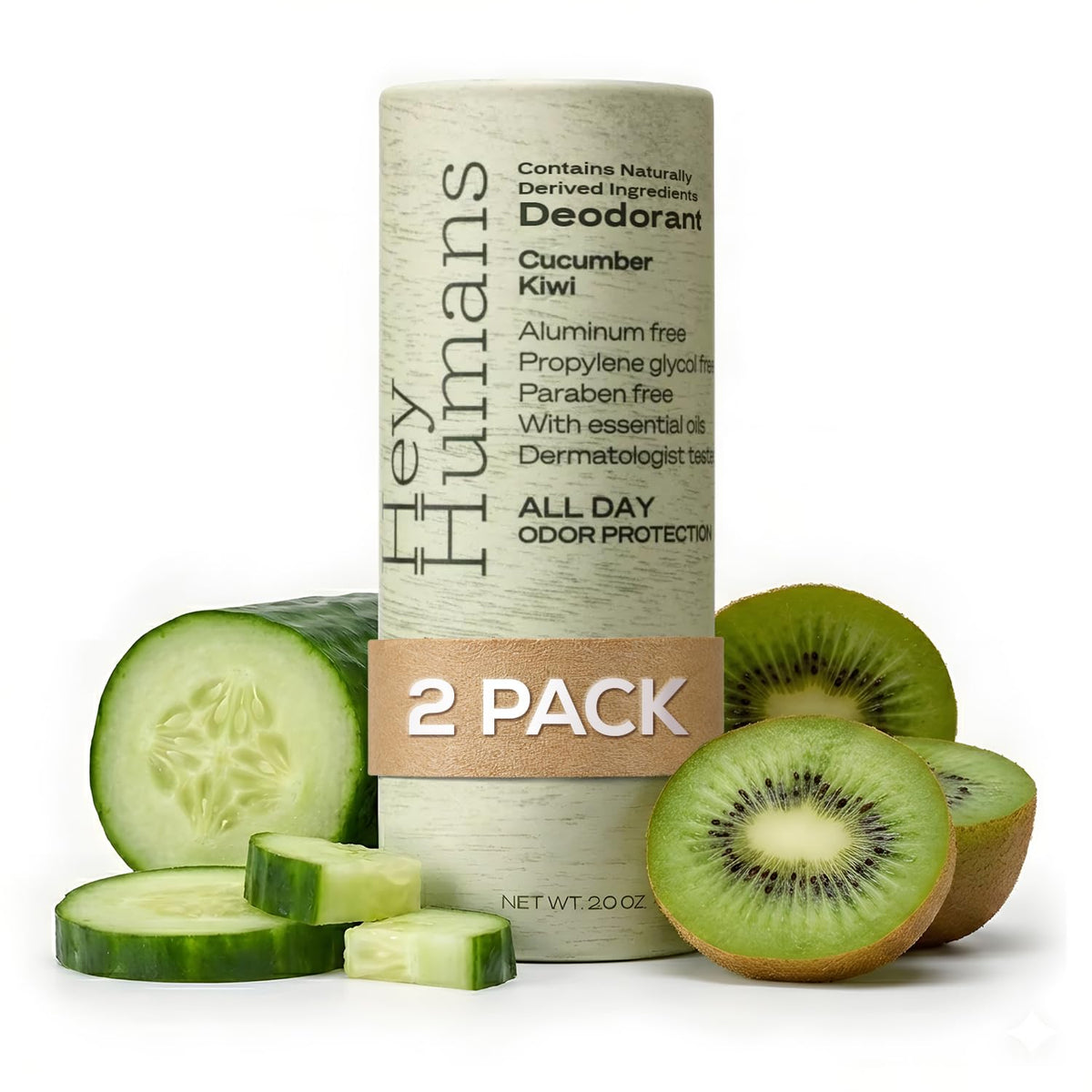 HEY HUMANS deodorant Cucumber Kiwi front view