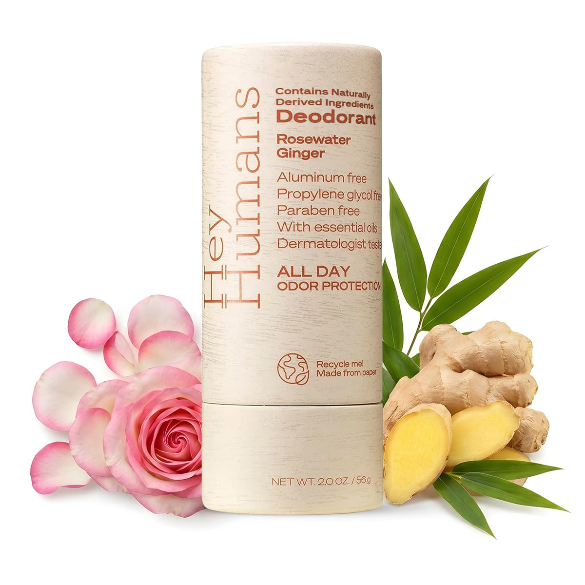 HEY HUMANS Deodorant Rosewater Ginger front view