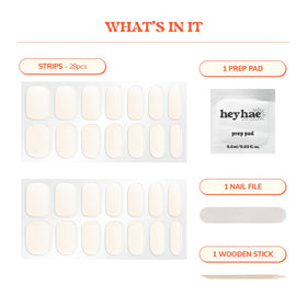 heyhae nail strips application process with prep pad and file