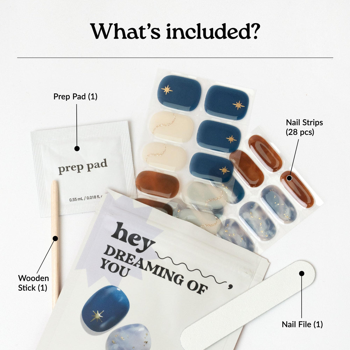 heyhae Semi Gel Nail Strips application process with wooden stick
