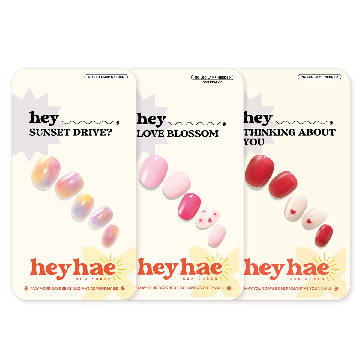 heyhae Semi Gel Nail Strips assorted bundle front view