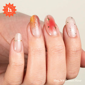 heyhae Semi Gel Nail Strips Golden Hour glitter detail