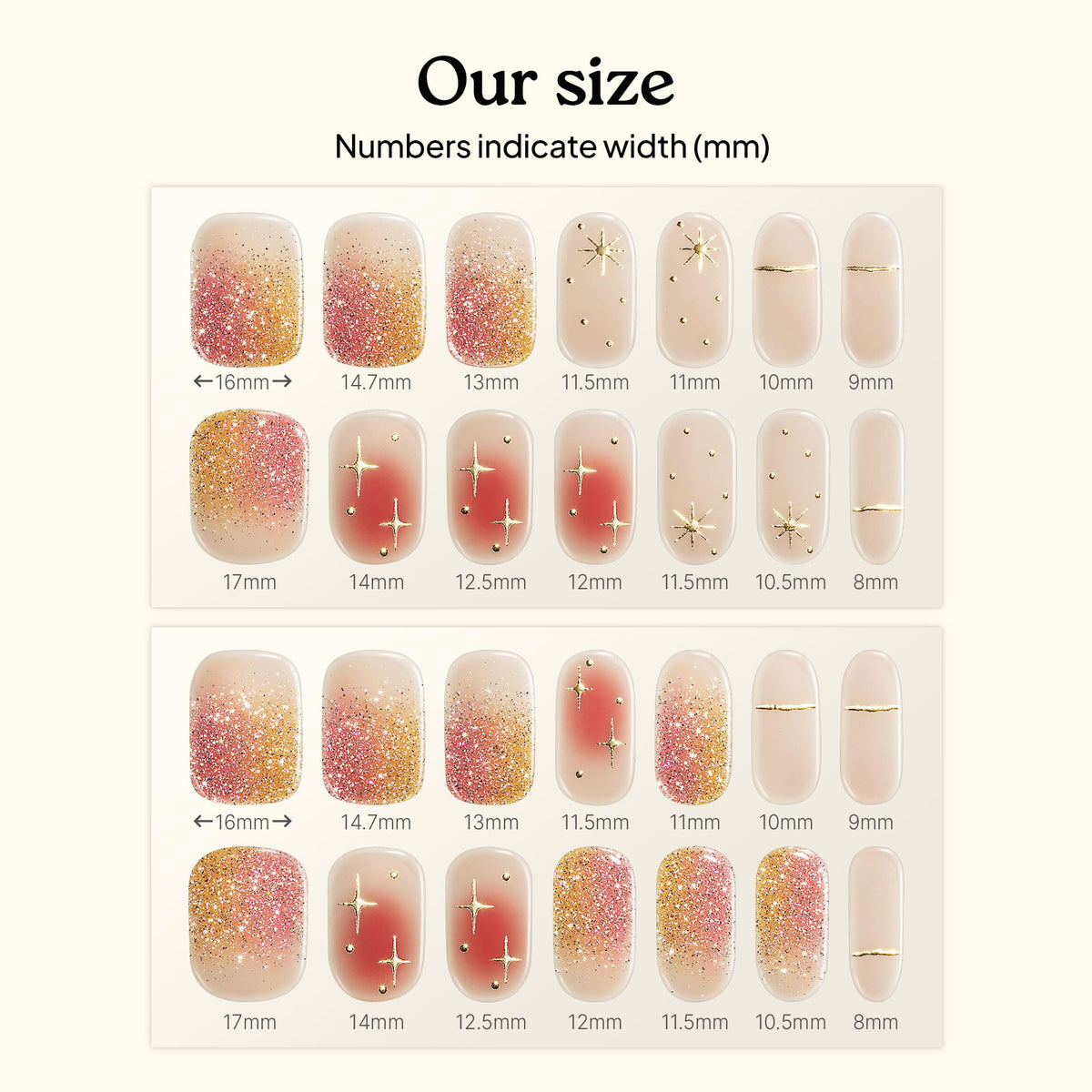 heyhae Semi Gel Nail Strips Golden Hour on nails