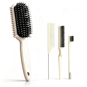 HEZ Curl Defining Brush Set with four combs in beige