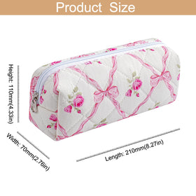 HHQQWZ Floral Cotton Makeup Bag in travel setting with suitcase