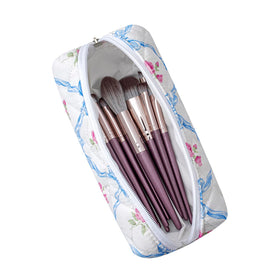 HHQQWZ Floral Cotton Makeup Bag side view highlighting the quilted design