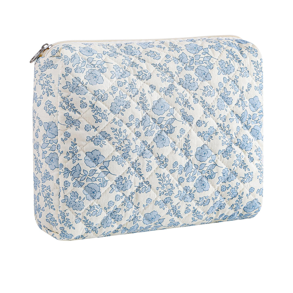 HHQQWZ Makeup Bag front view in blue floral design