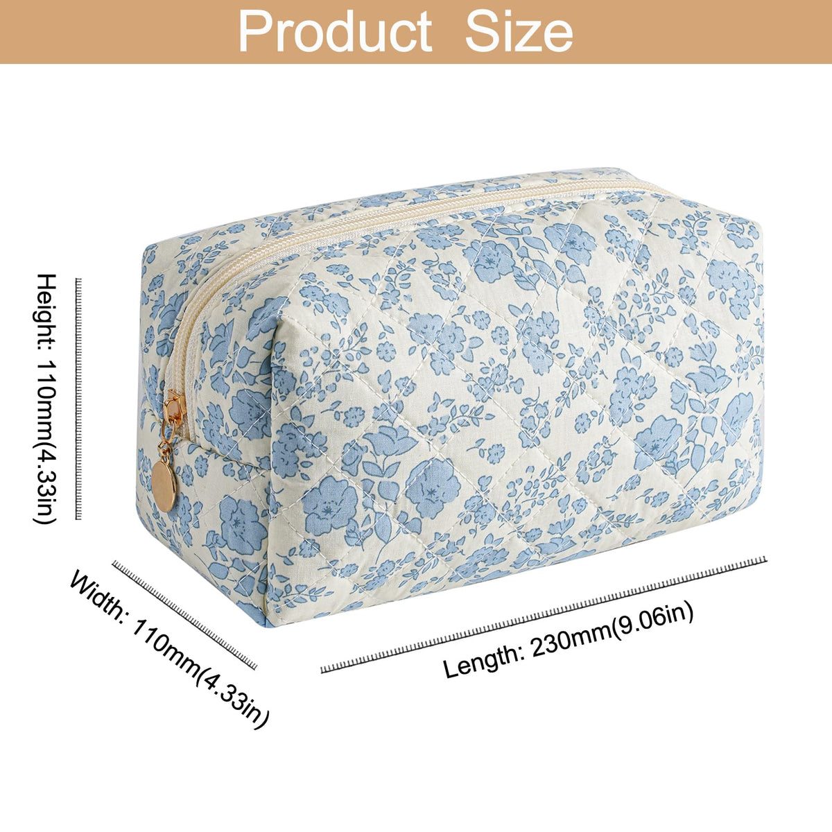 HHQQWZ Makeup Bag zipper detail close-up