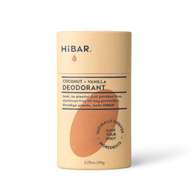HIBAR Coconut & Vanilla Deodorant front view with packaging