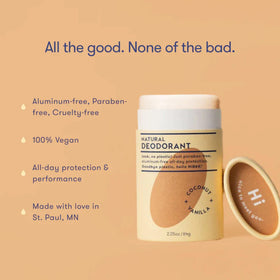 HIBAR Coconut & Vanilla Deodorant on a bathroom shelf