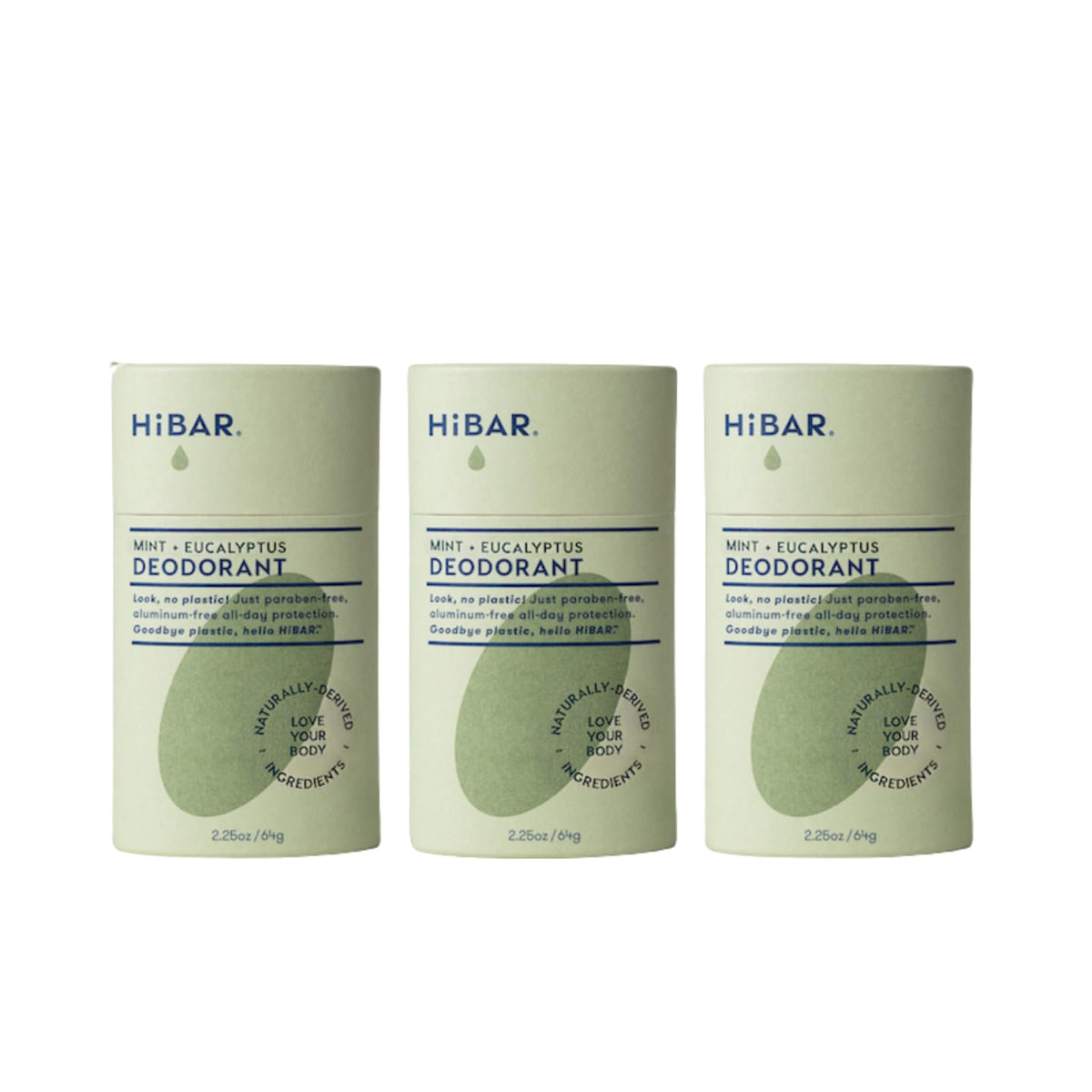 HIBAR Eucalyptus & Mint Deodorant 3 Pack front view
