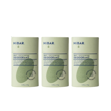 HIBAR Eucalyptus & Mint Deodorant 3 Pack front view