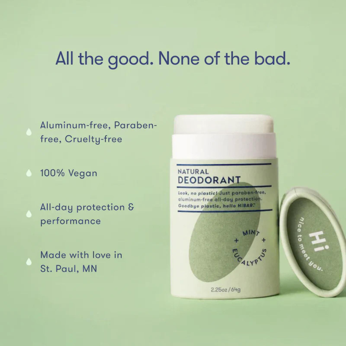 HIBAR Eucalyptus & Mint Deodorant natural ingredients display