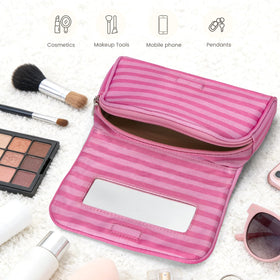 Hibilog makeup bag in lifestyle setting on a vanity
