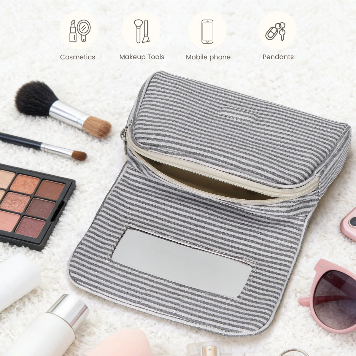 Hibilog Makeup Bag lightweight nylon material close-up
