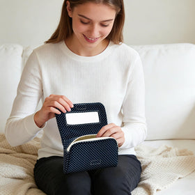 Hibilog makeup bag showing built-in mirror feature