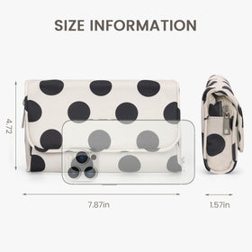 Hibilog makeup bag with trendy polka dots and organized interior