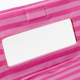Hibilog nylon makeup bag open with cosmetics inside