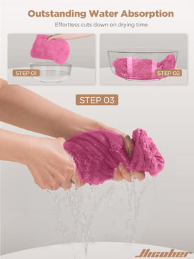 Hicober Microfiber Hair Towel Wrap Aqua Peach Pink close-up