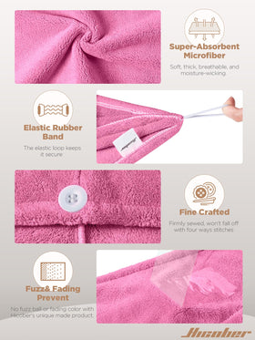 Hicober Microfiber Hair Towel Wrap Aqua Peach Pink folded
