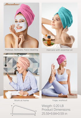 Hicober Microfiber Hair Towel Wrap Aqua Peach Pink packaging