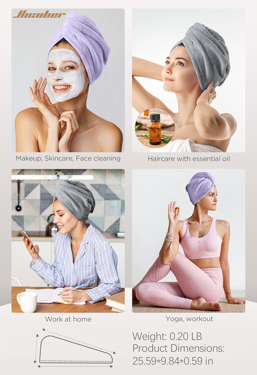 Hicober Microfiber Hair Towel Wrap close-up of fabric