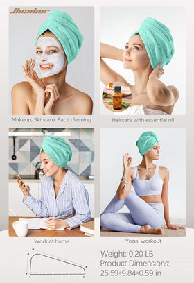 Hicober Microfiber Hair Towel Wrap displayed with packaging