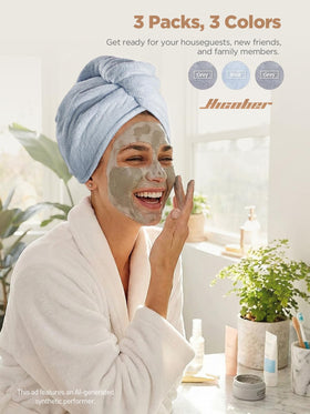 Hicober Microfiber Hair Towel Wrap folded showing lightweight design