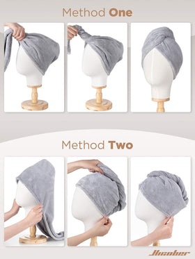 Hicober Microfiber Hair Towel Wrap in bathroom setting