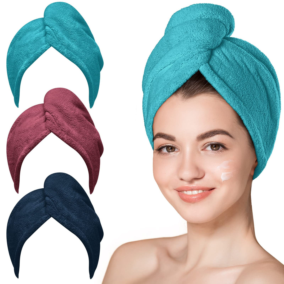 Hicober Microfiber Hair Towel Wrap in plum colour, front view