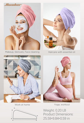 Hicober Microfiber Hair Towel Wrap in use on wet hair