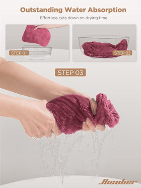 Hicober Microfiber Hair Towel Wrap in use on wet hair