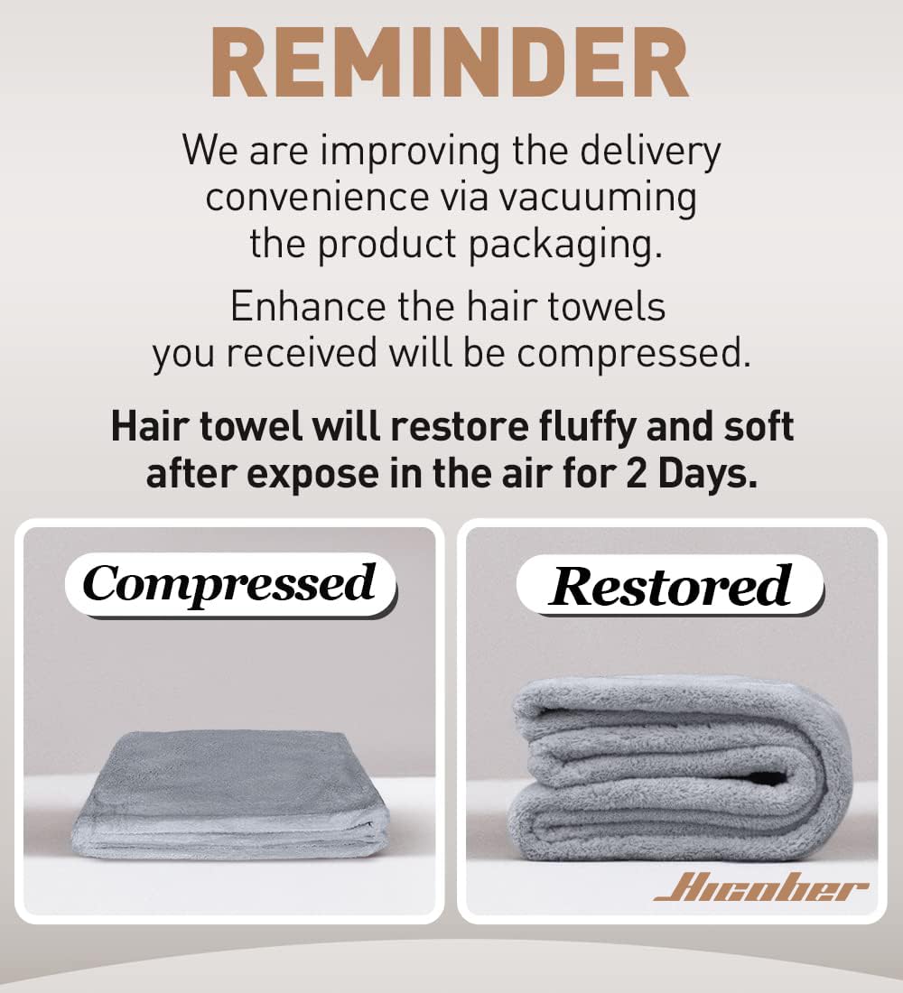 Hicober Microfiber Hair Towel Wrap showing absorbent texture